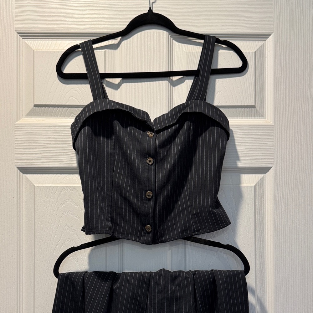 Sienna Sky Black Pinstripe Jumpsuit